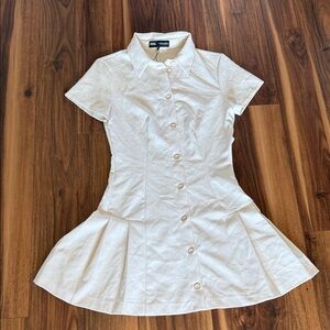 Zara Cream Button-Front Polo Dress